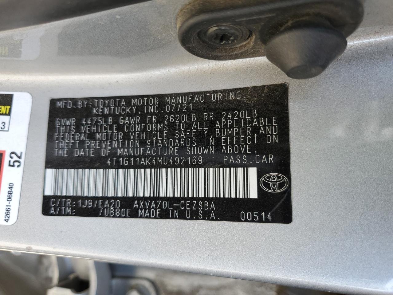 2021 Toyota Camry Se 18