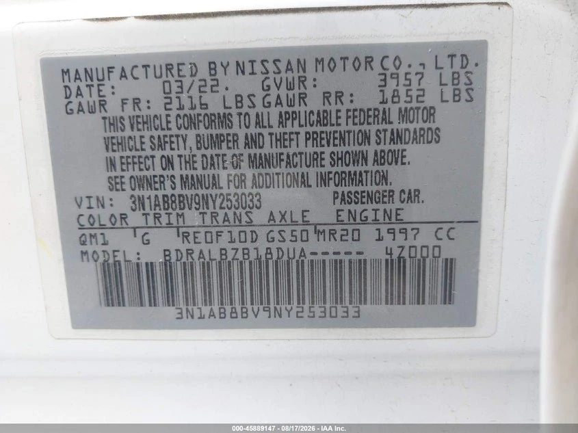 2022 Nissan Sentra S Xtronic Cvt 9