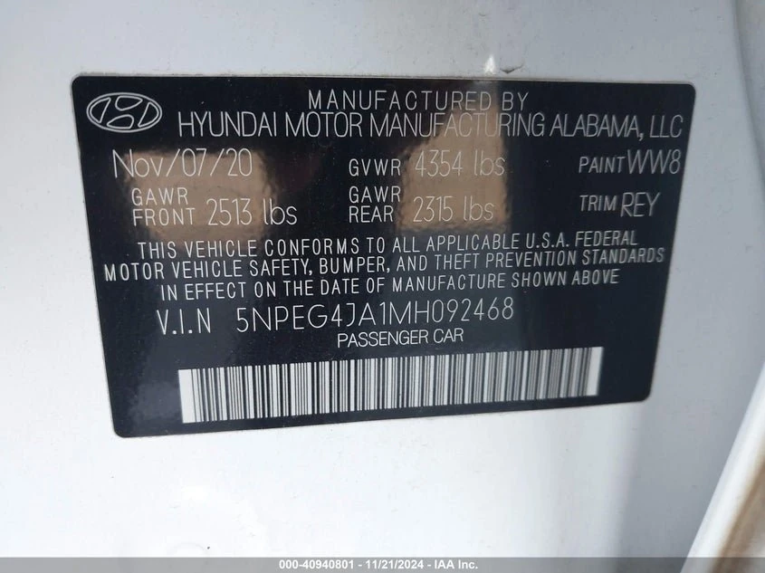 2021 Hyundai Sonata Se 9