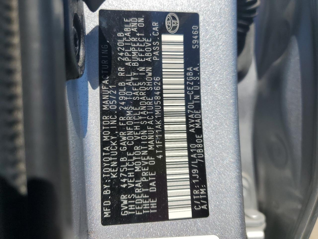 2021 Toyota Camry Xle 12