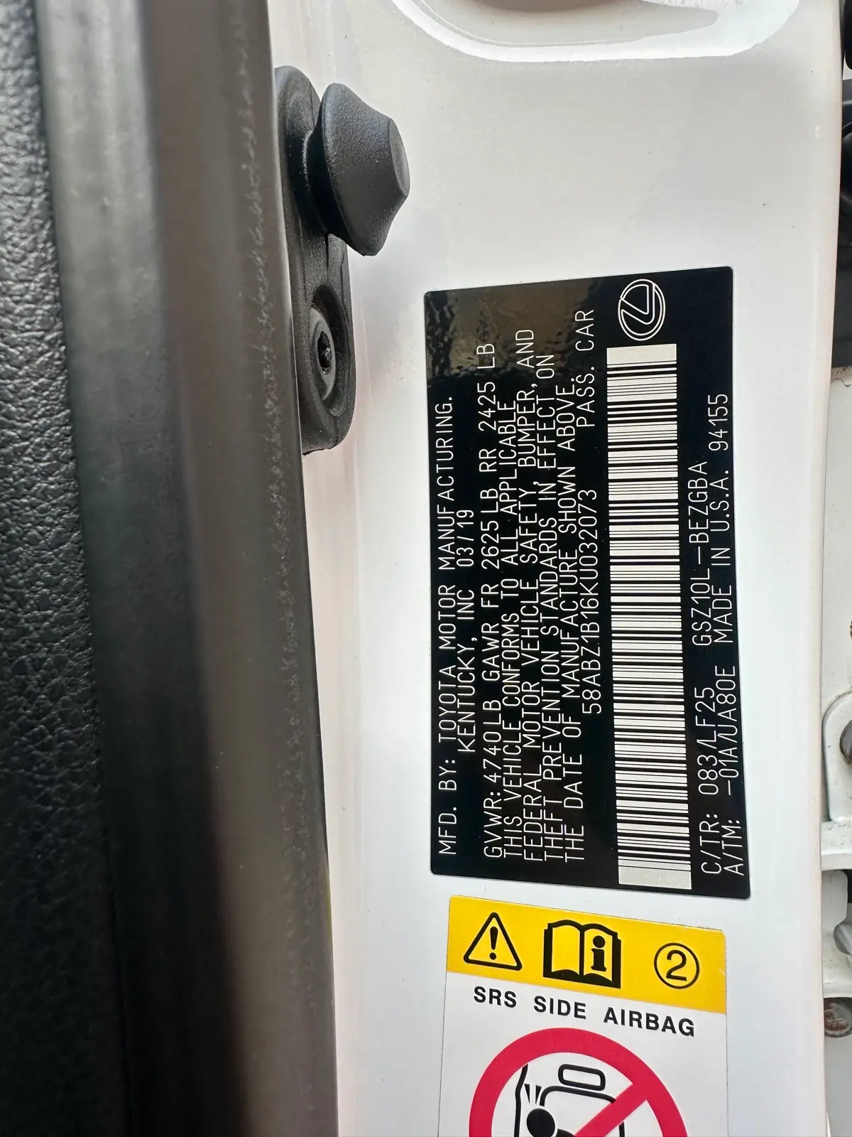 2019 Lexus ES350 GSZ10L/AXZH10L 3