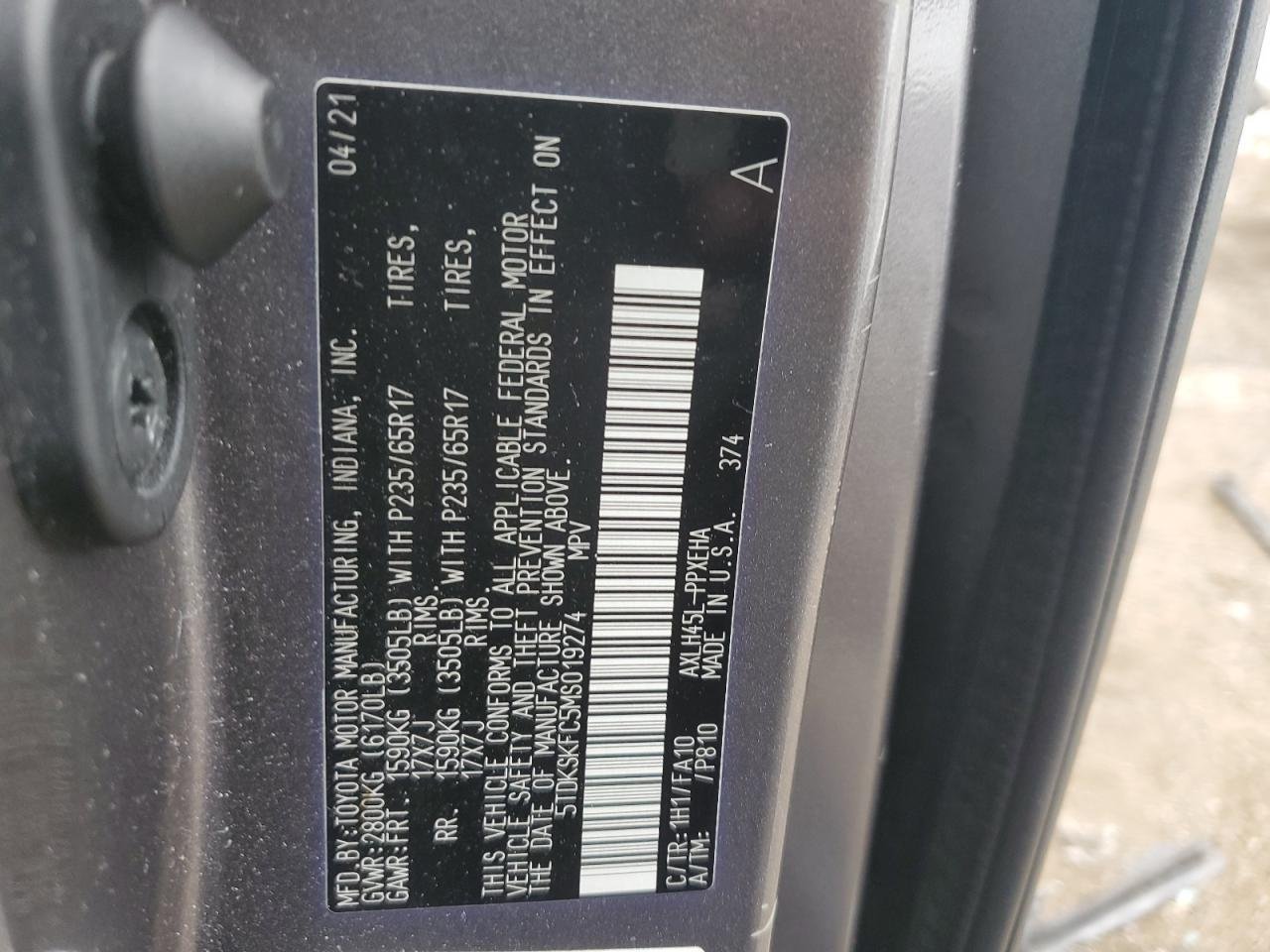 2021 Toyota Sienna Le 15
