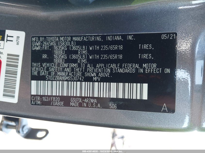 2021 Toyota Highlander Le 9