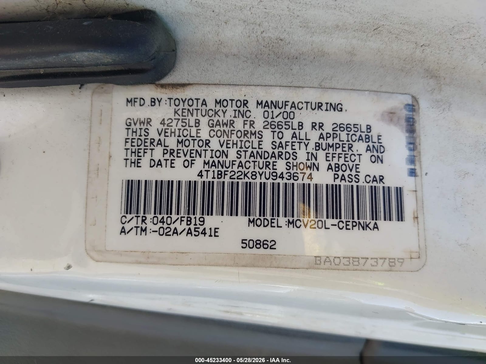 2000 Toyota Camry Le V6 14