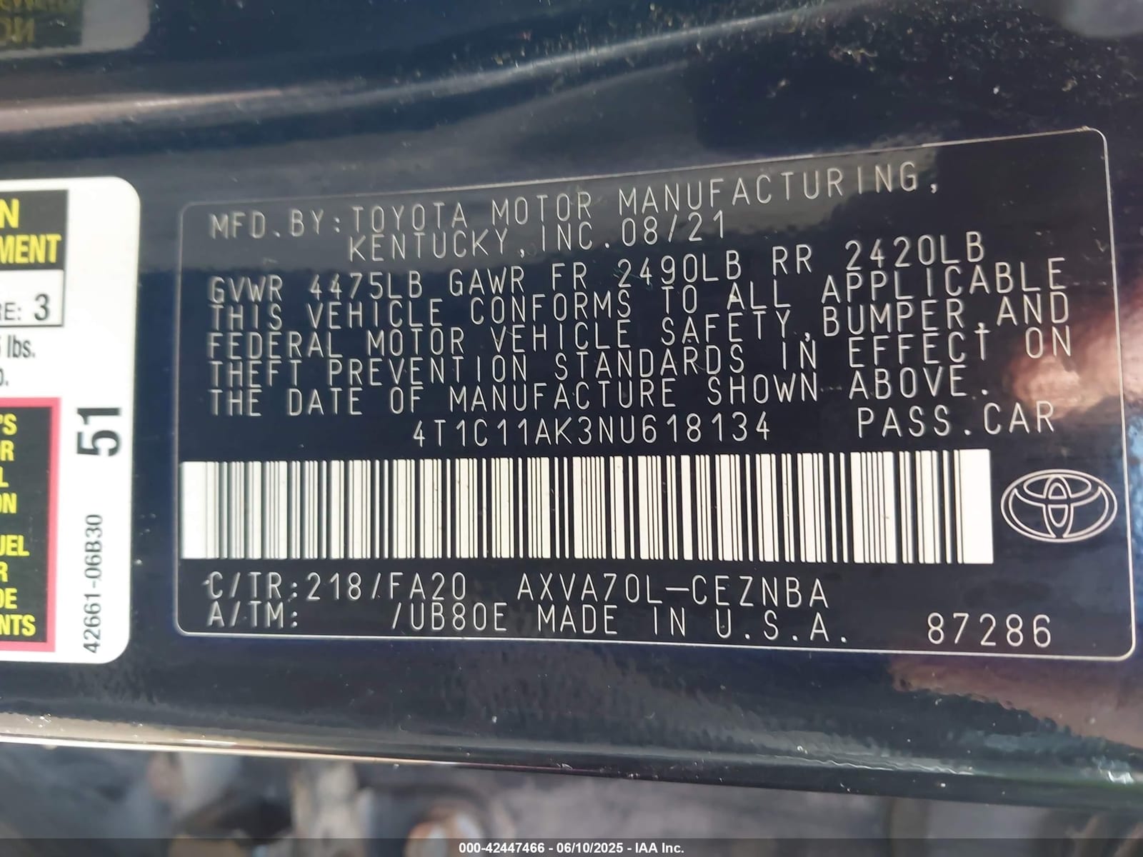 2022 Toyota Camry Le 10