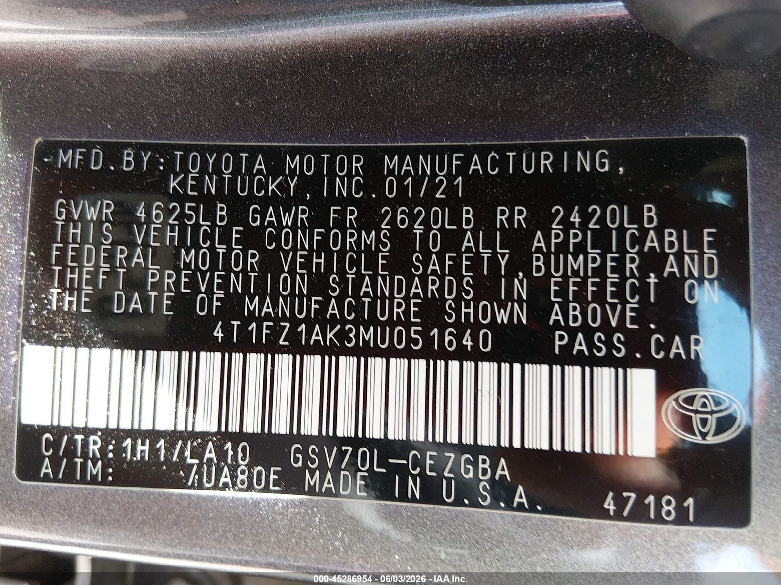 2021 Toyota Camry Xle V6 16