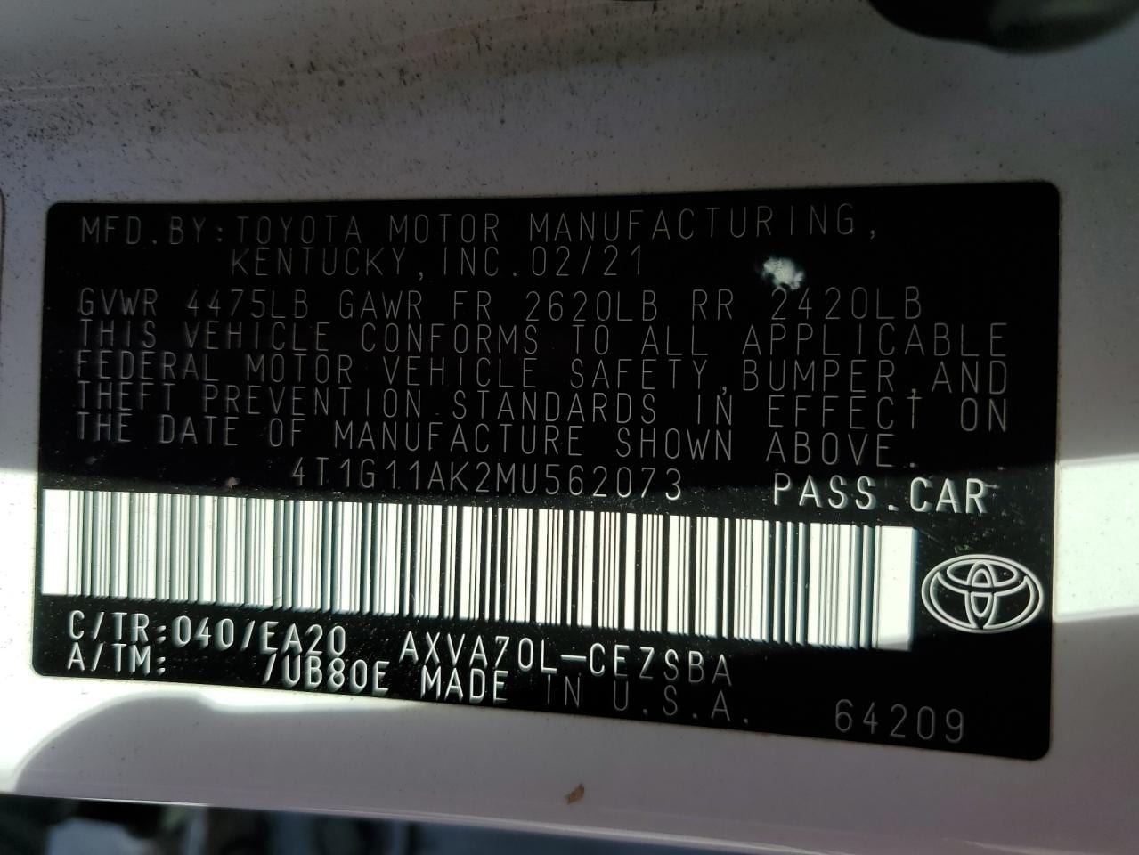 2021 Toyota Camry Se 12