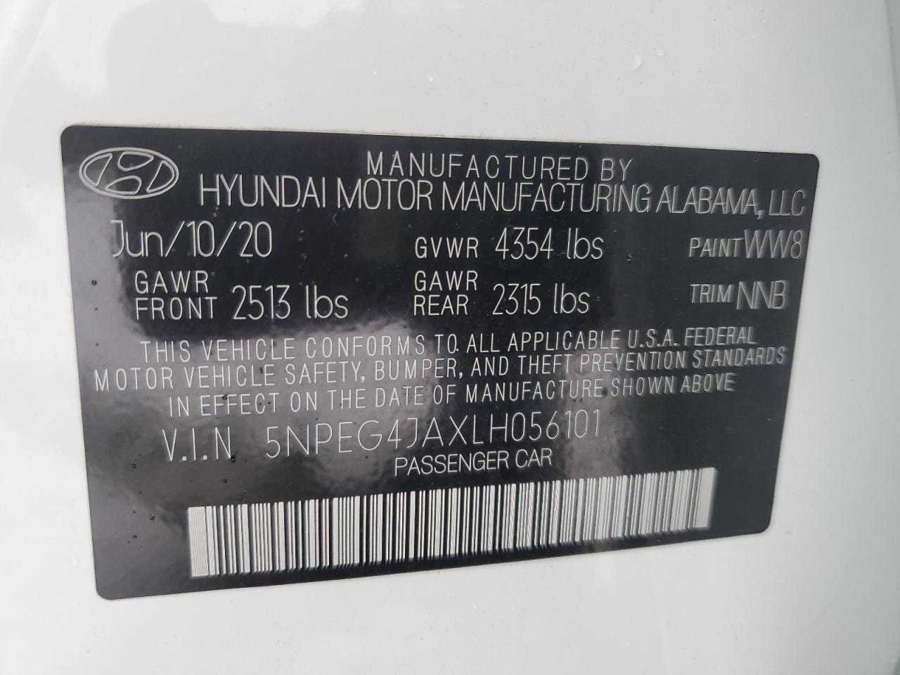 2020 Hyundai Sonata Se 15